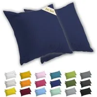 Lavea Kissenbezug 2er Set Kissenhülle Jersey, 100% Baumwolle, Kissenbezüge, (2 Stück), allergikerfreundlich - sicherer YKK-Reißverschluss - waschbar 60°C