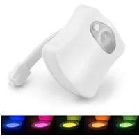 HAC24 LED Nachtlicht LED Toilettenlicht WC Nachtlicht Toiletten Lampe Beleuchtung Klolicht, LED fest integriert, Farbwechsel, mit Bewegungsmelder Batteriebetrieben