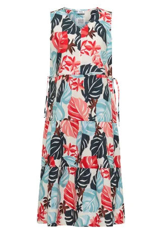CECIL - Midikleid mit V-Neck und Print light alabaster white - Gr. - L