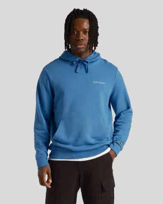 Bestickter Loopback-Kapuzenpullover für Herren in Blau