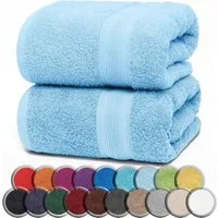 NatureMark Saunatuch Frottier Saunatücher 80x200cm, 100% Baumwolle (2-St), Premium Qualität SAUNATUCH Sauna-Handtuch, 80x200cm, Hell blau
