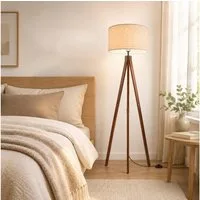 OYLCDI Stehlampe wohnzimmer Leselampe Stehleuchte Stativ aus Holz, E27 LED Stehlampe, für wohnzimmer Leselampe Schlafzimmer,Büro Arbeitslampe, (Glühbirne nicht enthalten), Wohnzimmerleuchte,Skandinavischer