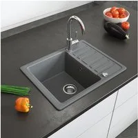 Bergstroem Granitspüle, Grau, 58 x 46 cm mit Trockenplatz, Rechteckig, 57.5/46 cm, beidseitig montierbar, (1 St)