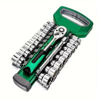 CRV 3/8 Ratchet Socket Wrench Set 21 Pieces Chrome Vanadium Steel Tool Kit Automotive Repair Hand Tools Garage Workshop