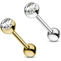viva-adorno Piercing-Set Zungenpiercing Barbell Piercing Stab mit Kristall Kugel, Ohrpiercing Stecker Hantel Chirurgenstahl 316L beschichtet