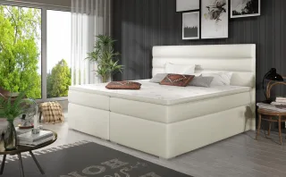 Boxspringbett Schlafzimmerbett FESTO 160x200cm Kunstleder Soft Creme