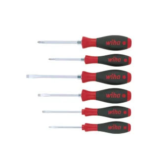 Wiha Schraubendreher Set SoftFinish Schlitz, Phillips 6-teilges Set mit Sechskantansatz - 21248