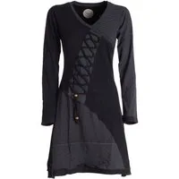 Vishes Jerseykleid Asymmetrisches Langarm Damen Baumwoll-Keid Shirt-Kleid Ethno, Elfen Style, Sweat-Kleid
