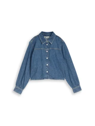 Denim Tom Tailor - Boxy Fit Jeanshemd clean mid stone blue denim - Gr. - S