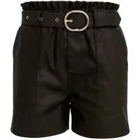 Mississhop Lederimitathose Damen Shorts aus Kunstleder mit Gürtel M.402