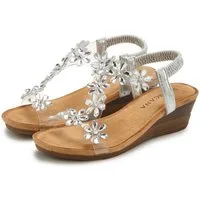 LASCANA Sandale, Sommerschuh, offener Schuh, Keilsandalette, Sandalette NEU mit elastischen Riemchen und Keilabsatz VEGAN