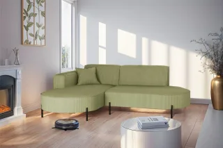 Ecksofa Designersofa VALENCIA XS in Stoff Scala Kiwi Ottomane Links