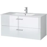 welltime Waschtisch Trento in verschiedenen Ausführungen Unterschrank inkl. Waschbecken, Badmöbel in Breite 100 cm, Waschplatz mit 2 Schubladen, Badschrank