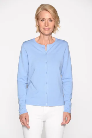 CLARINA - Rdh.-Cardigan, 1/1 Arm,uni 612 bleu - Gr. - 40