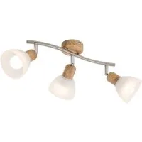NOWA Deckenspot DAYTONA, Leuchtmittel wechselbar, Warmweiß, Holzoptik Strahler mit Glas alabaster, Dreh-/Schwenkbar, E14 LED 3x5W