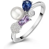 Firetti Fingerring Schmuck Geschenk Silber 925 Damenring Ring Baguette Kreis Tropfen, mit Zirkonia (synth) - mit Süßwasserzuchtperle