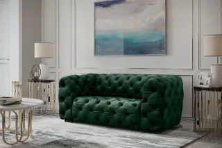 Sofa Designersofa NATALIE 2-Sitzer in Stoff Riviera Grün