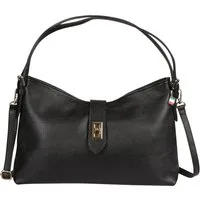 FLORENCE Schultertasche Florence Damen Schultertasche Leder (Schultertasche), Damen Schultertasche Leder, schwarz ca. 37cm x ca. 25cm hoch