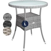 Casaria Gartentisch Ø 60 cm, Ø60cm Rund Glasplatte 80kg Belastbarkeit Wetterfest Stabil Outdoor