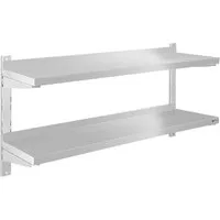 Royal Catering Hängeregal 120 cm Wandbord Gastro doppeltes Wandregal Edelstahl Regal Wandbord, verschiedene Größen