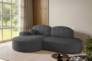 Ecksofa Schlafsofa Sofa GIRONA Stoff Poso Dunkelgrau Ottomane Links