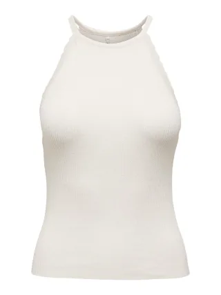 ONLY - ONLGEMMA SL SCALLOP HLTNECK TOP KNT cloud dancer - Gr. - L