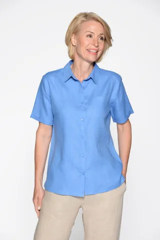 CLARINA - Bluse, Hemdkragen, 1/2 Arm azur - Gr. - 38