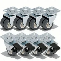 BlingBin Schwerlastrolle 4/8 Stücke 50mm Lenkrollen Doppelrollen Möbelrollen mit Bremse, (8er Set, 8-St., 8 Stück), Transportrollen 360° Drehbar Kein Geräusch für Wohn- und Büro