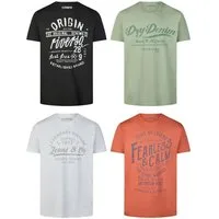 riverso T-Shirt Herren Printshirt RIVLeon Regular Fit (4-tlg) Kurzarm Tee Shirt mit Rundhalsausschnitt aus 100% Baumwolle