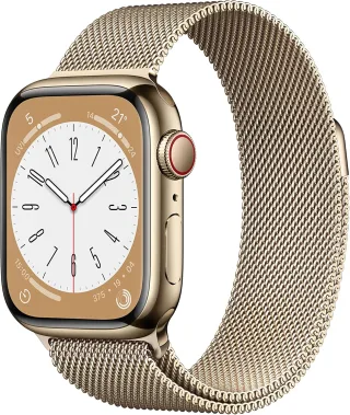 Apple Watch Series 8 [GPS + Cellular inkl. Milanaise-Armband gold] 41mm Edelstahlgehäuse gold