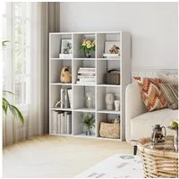 HOMECHO Bücherregal, Würfelregal mit 12 Fächern Weiß Standregal Raumteiler