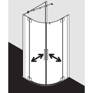 Kermi Pasa XP Viertelkreis-Pendeltür PXP50090181AK 90x90x185cm, Radius 50cm, silber mattglanz, ESG klar