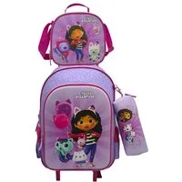Gabby's Dollhouse Kinderrucksack Gabby Schul Trolley Set 3-teilig Kinder Karaoke (1-tlg)