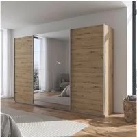 OTTO home Schwebetürenschrank Kleiderschrank Schrank Schlafzimmerschrank Garderobe AGORDO (Breiten 203/271/315/360 cm in drei Griff-Farben - NEU: Farbe SCHWARZ) Top Innenausstattung, in 4 Breiten und 2 Höhen MADE IN GERMANY