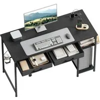 Woltu Schreibtisch, Computertisch mit 2 Schubladen&Steckdosen USB- und Typ-C-Anschluss