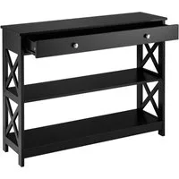 COSTWAY Konsolentisch, 3 Ebenen mit Schublade, Holz, 100 x 30 x 80 cm