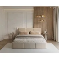thematys Polsterbett mit Bettkasten & Lattenrost – Stauraumbett Velours 120x200–180x200 (Optional mit 28 cm H3/H4 Taschenfederkern oder 23 cm Taschenfederkern-Matratze H2)