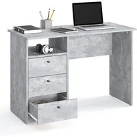 KOMTO Schreibtisch Oslo 110 H Griffe Computertisch Klein Arbeitstisch mit Schubladen, Büro PC-Tisch Kinderschreibtisch Schreibtisch 110 x 50 x 74 cm