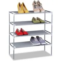 relaxdays Schuhregal Stecksystem 4 Ebene, grau