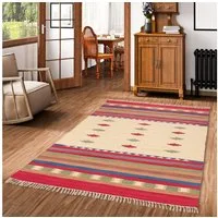 Pergamon Wollteppich Baumwolle Natur Kelim Teppich Lina Trend, Rechteckig, Höhe: 8 mm