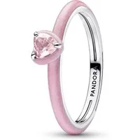 Pandora Silberring DamenSilber Rosafarbenes Chakra Herz