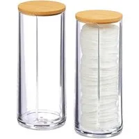 relaxdays Wattepadspender Wattepads Aufbewahrung 2er Set, Farbmix 2