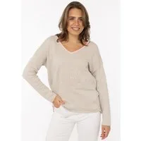 Zwillingsherz Sweatshirt „Positive Mind Neon Kante” mit Kontrastnaht, V-Neck, washed out Optik, langarm