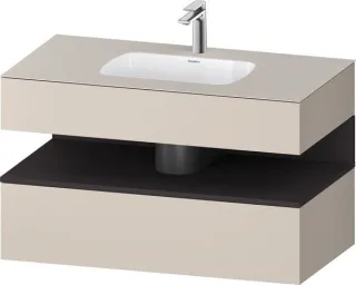 Duravit Qatego Einbauwaschtisch mit Konsolenwaschtischunterbau Taupe Matt 1000x550x600 mm - QA478608 QA4786080910000