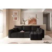 yourhouse24 Ecksofa PEDRO L – Samt-Optik, Schlaffunktion & Bettkasten, mit Schlaffunktion und Bettkasten, Seite universal