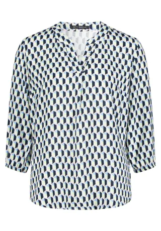 Betty Barclay - Bluse mit 3/4-Arm und grafischem Allover-Muster blau - Gr. - 36