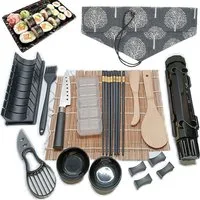 SURFOU Sushiteller Sushi Maker Set 20 Stück Sushi Kit mit matte Bazooka, mit Messer Essstäbchen Avocadoschneiderr Geschmacksgericht