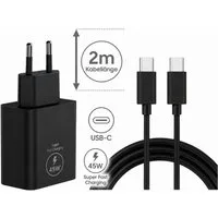 Ventarent 45W USB-C Ladegerät mit 2m Kabel für Samsung Galaxy S26 S25 S24 S23 USB-Ladegerät (3000 mA, Set, 2-tlg., Samsung Z Fold, Z Flip, Galaxy Tab, Google Pixel Serie, Schnellladegerät, Power Delivery, Samsung Galaxy, iPhone, Google Pixel)