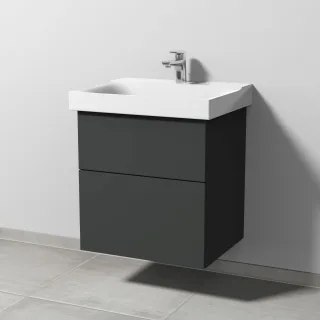 Sanipa 3way Waschtischunterbau zu Geberit Xeno2 Waschtisch mit 2 Auszügen, Graphit-Matt SP6601B