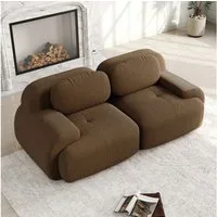 Odikalo 2-Sitzer modular kombinierbar Polstersofa Chaiselongue Mehrfarbig, 82'' Loveseat-Sofa aus Cordsamt, modular kombinierbar mit geschwungenen Armlehnen und rutschfester Unterseite, hochelastische Polsterung für Wohnzimmer, Schlafzimmer und Heimk